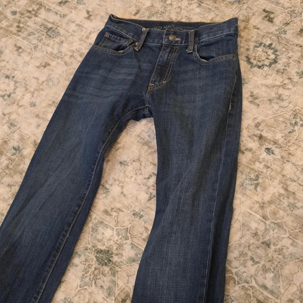 Old Navy Mens Authentic Straight Leg Jeans 28x30 Dark Wash Blue 100% Cotton